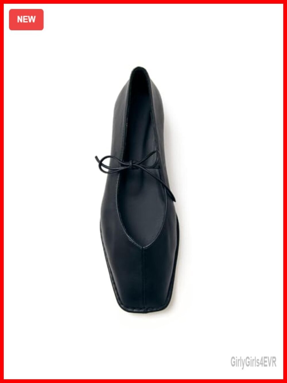 Lace Up Square Toe Ballet Flats Faux Leather Ballerina Shoes